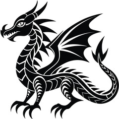 Abstract Dragon Black and White Illustration