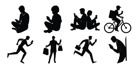 People Holding Smartphone Up Silhouettes
