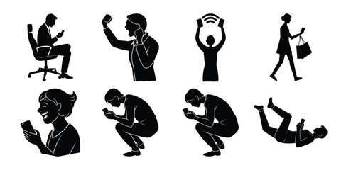 People Holding Smartphone Up Silhouettes
