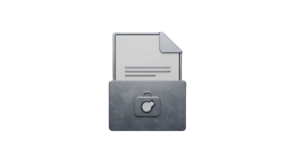 File in Folder Metallic Icon on Transparent Background