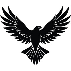 Bird of Prey Silhouette Black and White Soaring