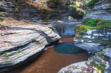 buttermilk falls state park and stream in autumn