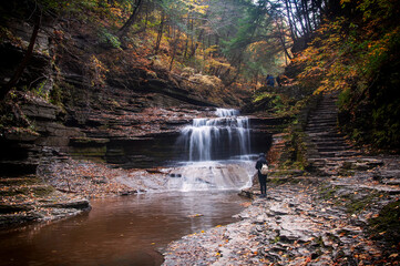 buttermilk falls state park and waterfall in autumn
