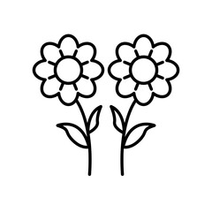 marigolds. Flower icon vector. Monochrome.