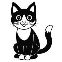 Anime Cartoon Cat Black and White Cute Pet