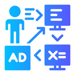 Remarketing Ads — ad following a user across different websites icon