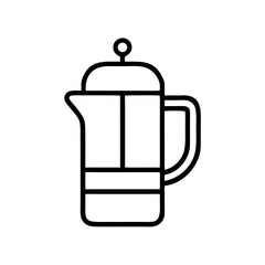 Obraz premium French Press Outline Icons Minimal Coffee Brewing Line Style Kitchenware