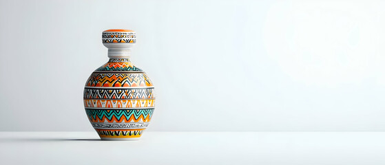 Ornamental Decorative Bottle With Colorful Ethnic Pattern