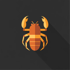 Obraz premium Mysterious Scorpion Emblem: A stylish and modern scorpion icon. This flat design captures the essence of strength, resilience, and mystery in a visually captivating emblem.