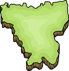 Ilustrasi Peta Kartun Isometrik Pulau Jakarta, Kepulauan Indonesia