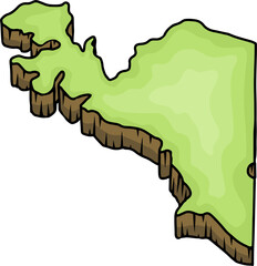 Ilustrasi Peta Kartun Isometrik Pulau Papua, Kepulauan Indonesia