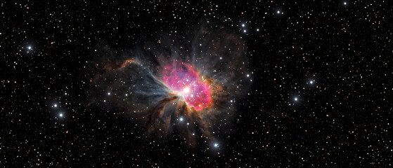 Colorful Pink Nebula In Deep Space