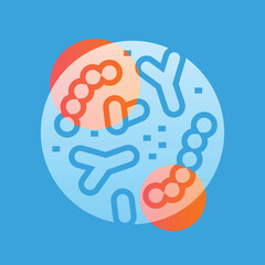 Gut microbiome  glassmorphism illustration.