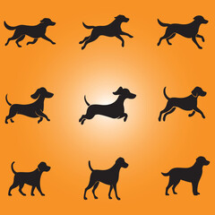  Labrador Retriever Dog collection silhouette black vector