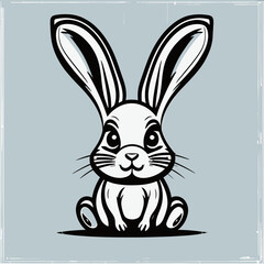 Obraz premium A Whimsical Monochrome Drawing Of A Bunny With Floppy Ears On A Simple Textured Background