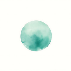Teal Watercolor Circle Abstract.