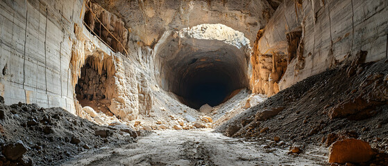 Cave Interior With Dark Hole