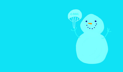 暑さ対策、熱中症対策、水分補給を応援する雪だるま、夏のイメージカット