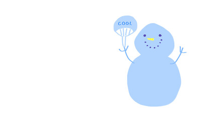 暑さ対策、熱中症対策、水分補給を応援する雪だるま、夏のイメージカット