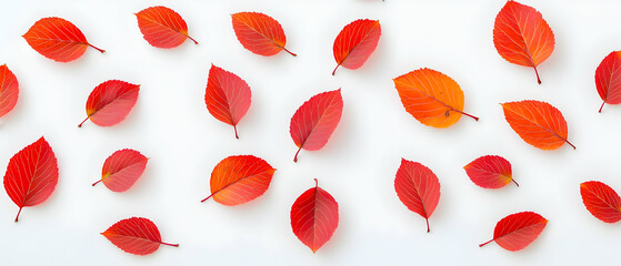 Autumn Leaves Pattern On White Background