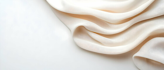Cream Colored Fabric Drape On White Background