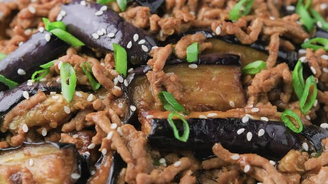 Chinese Eggplant stir fry with minced pork and garlic sauce