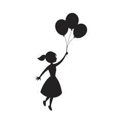 Little Girl Holding Floating Balloons