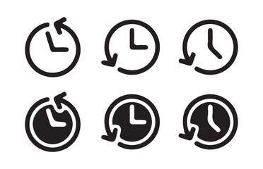 Set of account history icons. Account history, clock, time. Countdown time, Circle arrow icon.Vector illustration.