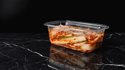 Experience the fascinating fermentation process of kimchi in a jar through time lapse photography, showcasing vibrant colors and intricate details as flavors develop over time.