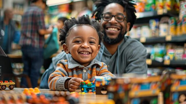  family watching toddler play store