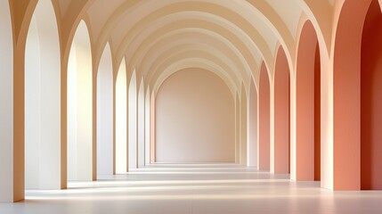 Naklejka premium Elegant arched hallway with soft pastel colors