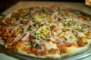 Delicious Mushroom Pizza with Melted Cheese and Fresh Herbs