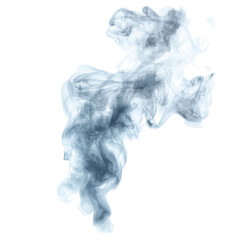 Wisps of blue smoke swirling gracefully against a transparent background, cutout PNG