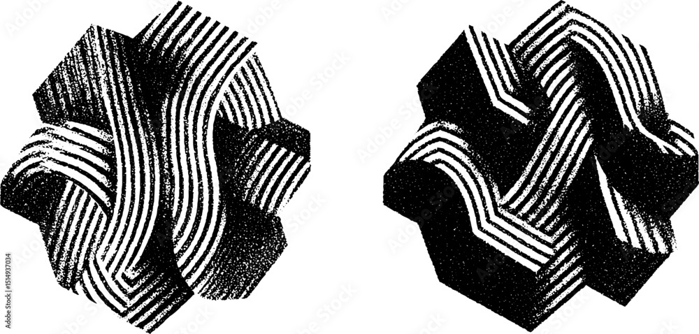 Poster abstract engraved illustration of twisting helix forms for design projects