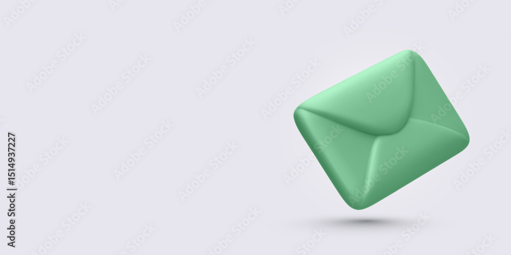 Poster green envelope icon representing message or email communication. clean minimal style ideal for apps,