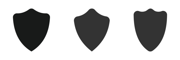 Shield icon set in vintage style. Protect shield security icon set. Shield badge quality symbol