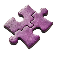 Purple puzzle piece isolated on a transparent background, cutout PNG