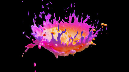 Vibrant multi-color paint splash on black, ideal for energetic and creative designs.
