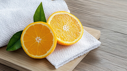 Fresh orange slices on napkin with vibrant color and juicy pulp