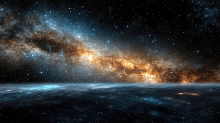 Fototapeta premium Stunning cosmic scene featuring vibrant galaxy with swirling stars and deep space