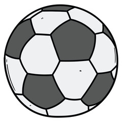 Obraz premium Hand drawn cartoon soccer ball on white background.