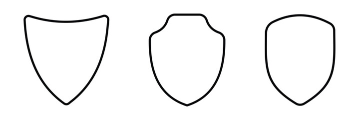 Set of shield outlines for protection and security