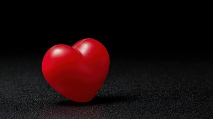 Fototapeta premium Red heart on black, soft gradient light, minimalist design. Symbol of love and simplicity in a bold visual statement. 