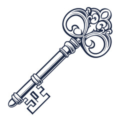 Ornate vintage skeleton key illustration