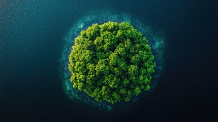 Lush island in the deep blue sea