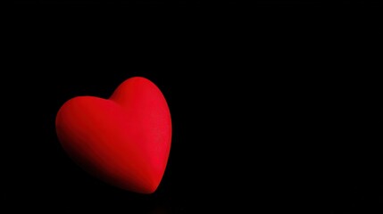 Fototapeta premium Red heart on black, soft gradient light, minimalist design. Symbol of love and simplicity in a bold visual statement. 
