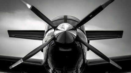 A black and white photo of an airplane propeller