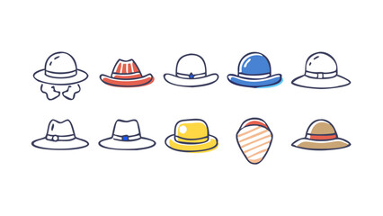 set of colorful hats isolated