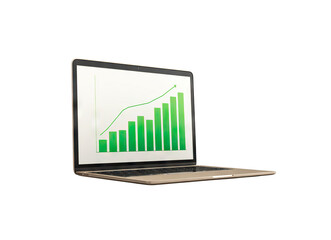 Laptop screen with growing chart