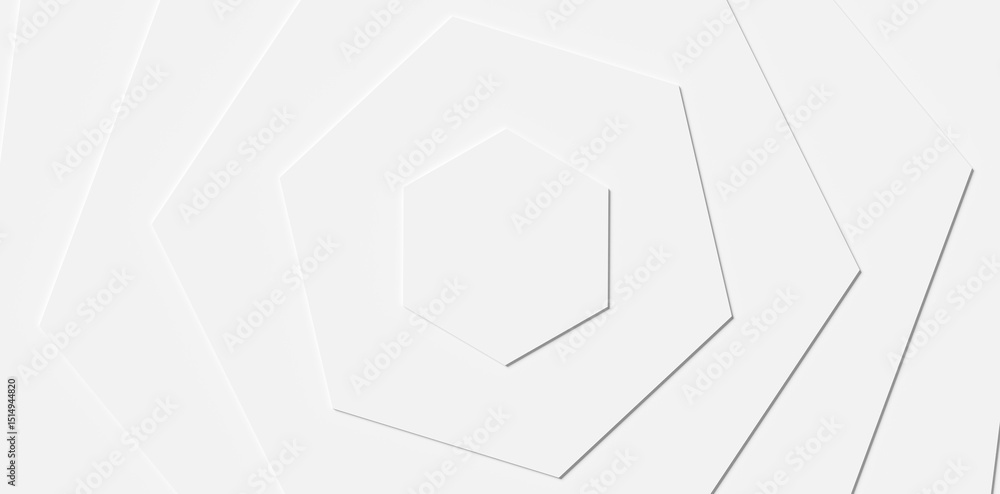 Poster modern minimal white stacked rotating honeycomb or hexagon geometrical pattern background close up w